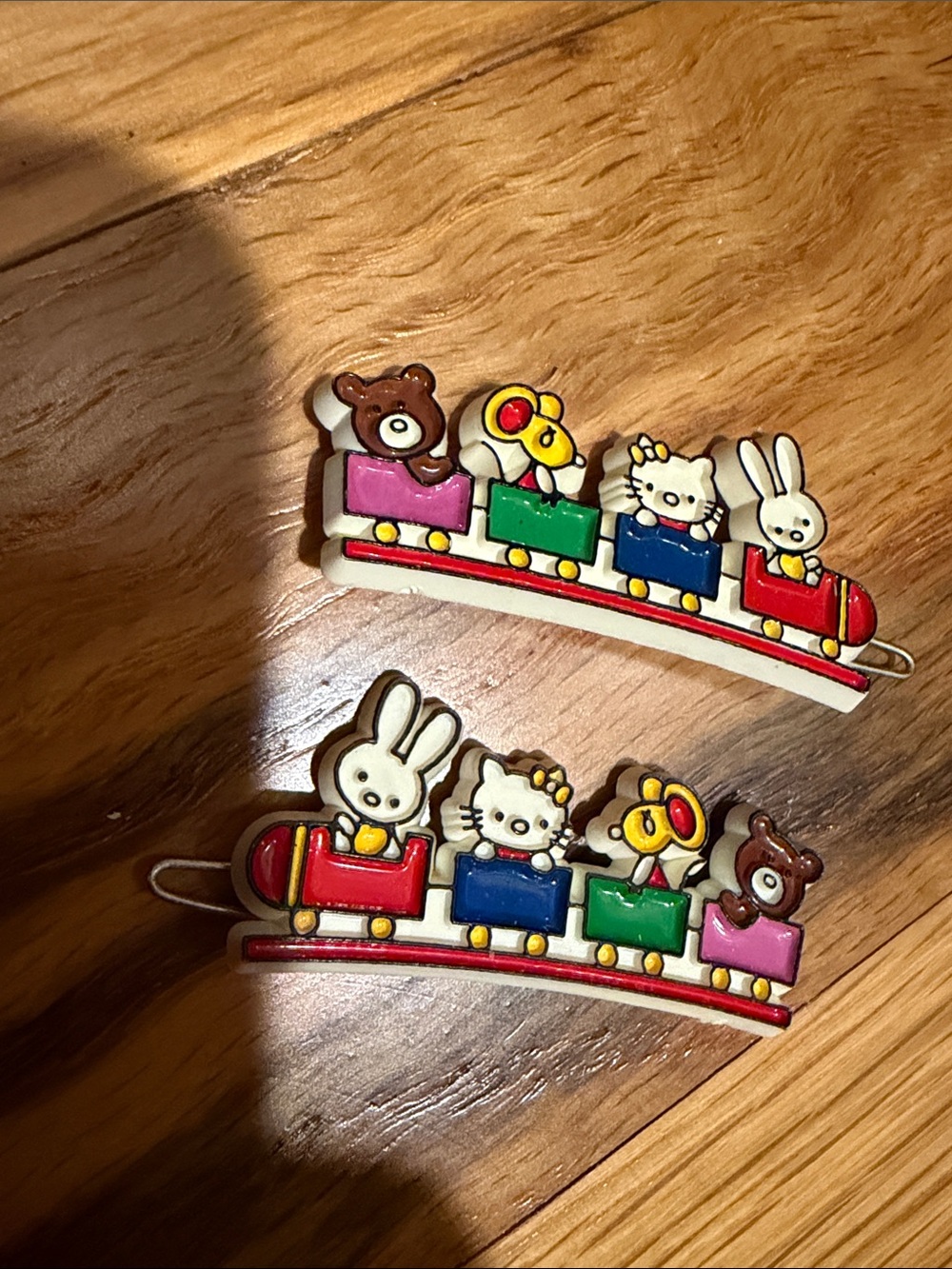 Vintage Hello Kitty & Friends Train Hair Barrettes Clips Pair Taiwan